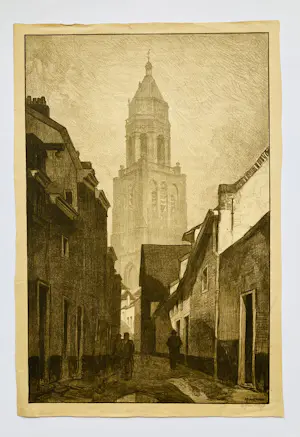 Adriaan van 't Hoff - Lot van 3 - Toren van Arnhem - 1x litho 2x ets kopen? Bied vanaf 20!
