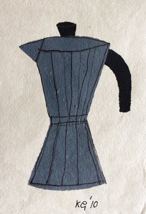 Klaas Gubbels - gemengde techniek op papier ‘Bialetti’. kopen? Bied vanaf 250!