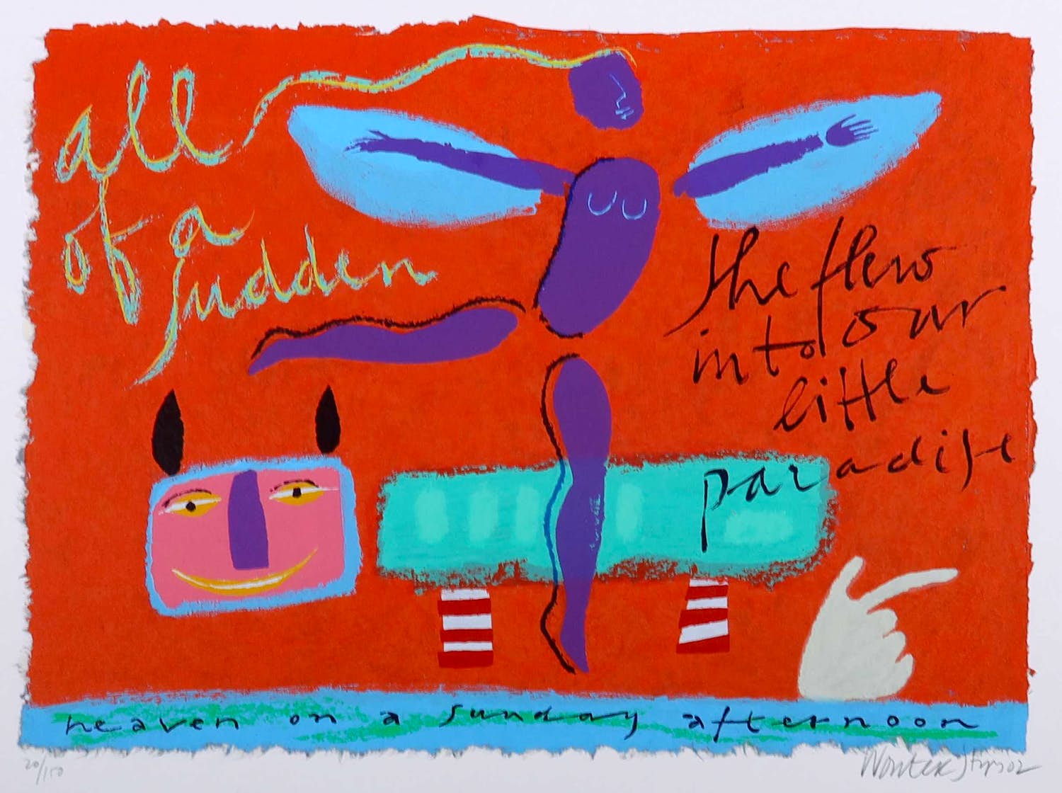 Wouter Stips - Zeefdruk, Heaven on a sunday afternoon verkocht voor € 1!