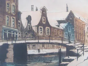 Jacques Gorus - portret van een man en daarbij een stadsgezicht (zie de foto's) kopen? Bied vanaf 13!