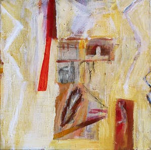 Jasper Krabbe - Semi-abstracte compositie, gemengde techniek op doek kopen? Bied vanaf 650!