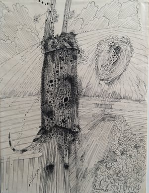 Lucebert - Landschap met figuratief persoon kopen? Bied vanaf 650!