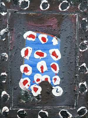 Guillaume Lo-A-Njoe - Gemengde techniek op doek, Abstracte compositie verkocht voor € 100!