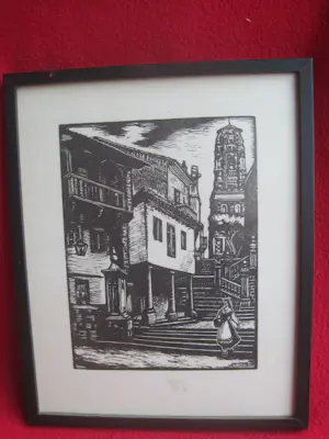 Juan Castells Marti - 2 x houtsnede stadsgezichten. kopen? Bied vanaf 30!