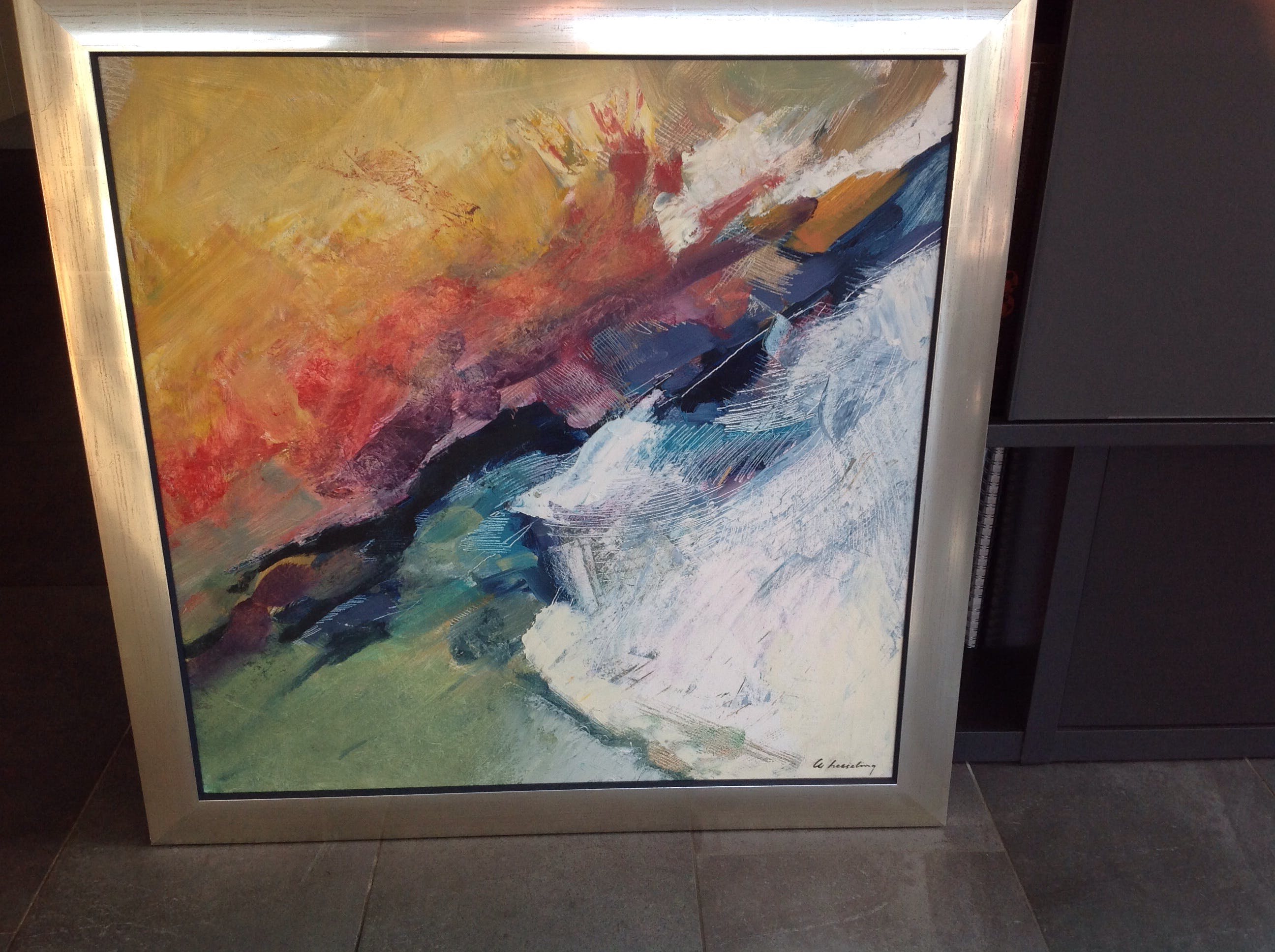 Willem Hesseling - Abstract werk op scheiding van water en land kopen? Bied vanaf 225!