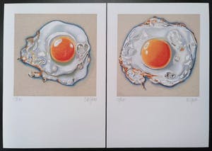 Niet of onleesbaar gesigneerd - "Fried Eggs" (set van twee litho's) van Miguel Angel Alfaro Rey kopen? Bied vanaf 1!