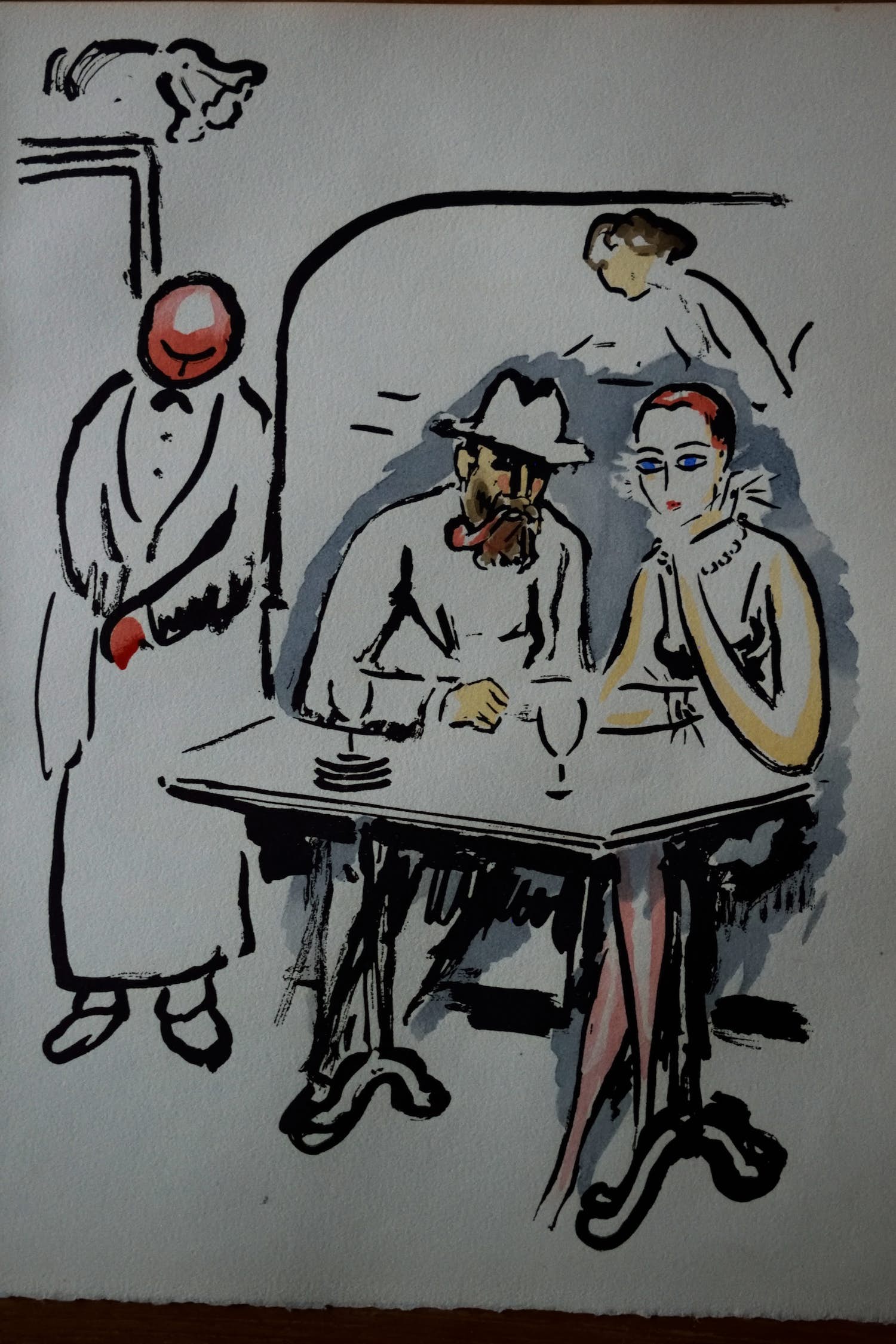 Kees van Dongen - Pochoir - Wijntje drinken - 1925 verkocht voor € 300!