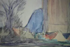 Jacob Kuijper - dorpsgezicht met een vrouw op het land - aquarel kopen? Bied vanaf 75!