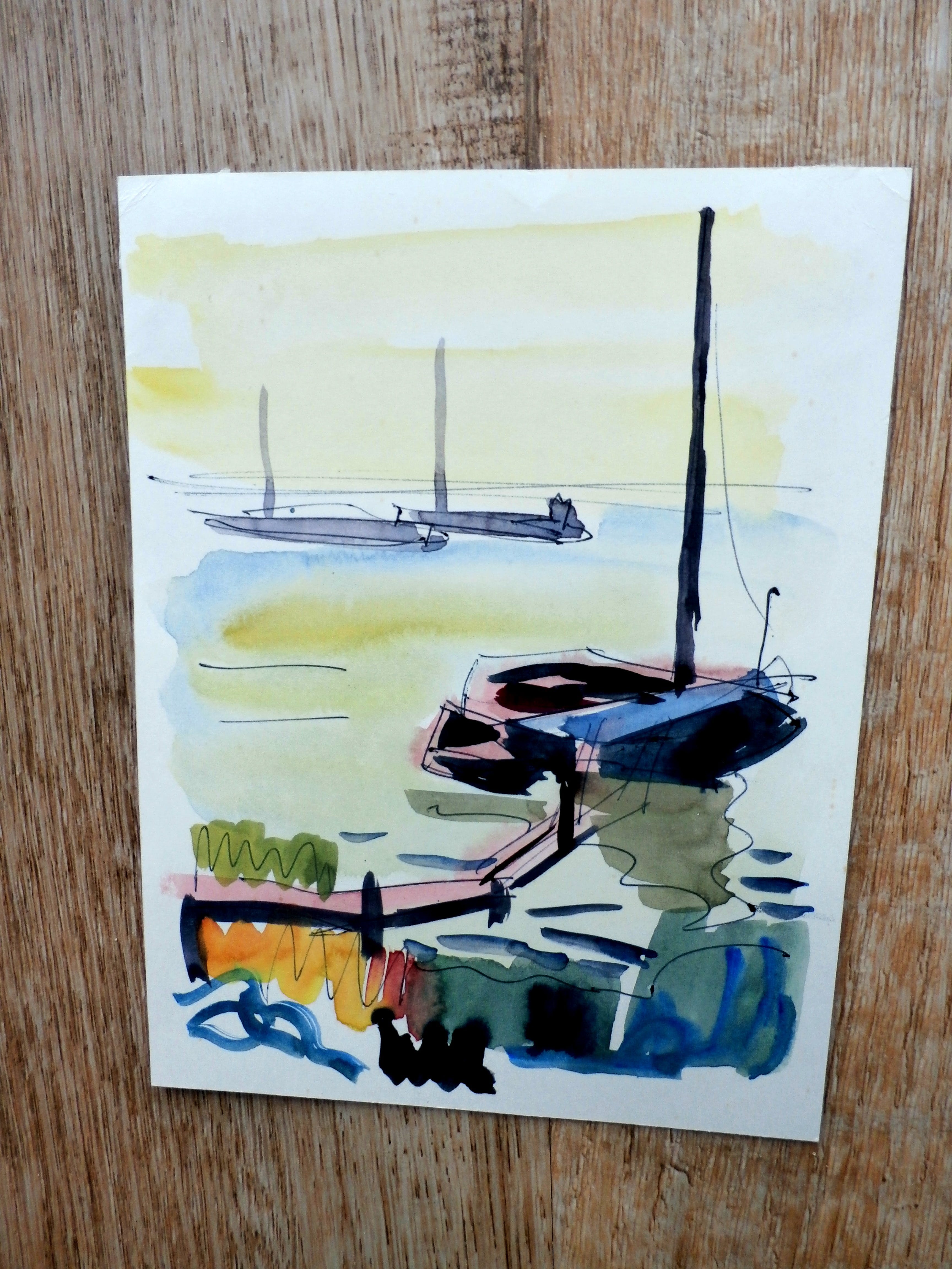 Hein Stork - lakeview with fishing boats kopen? Bied vanaf 75!