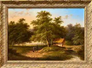 Jan Evert Morel (II) - Landschap met huisje en figuren verkauft für € 995!