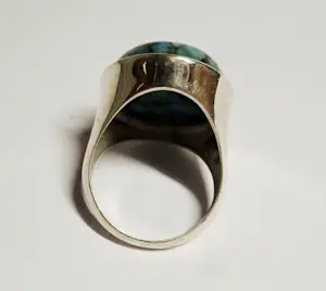 Nieuwe zilveren ring met ovale hoogglans turkoois kopen? Bied vanaf 75!