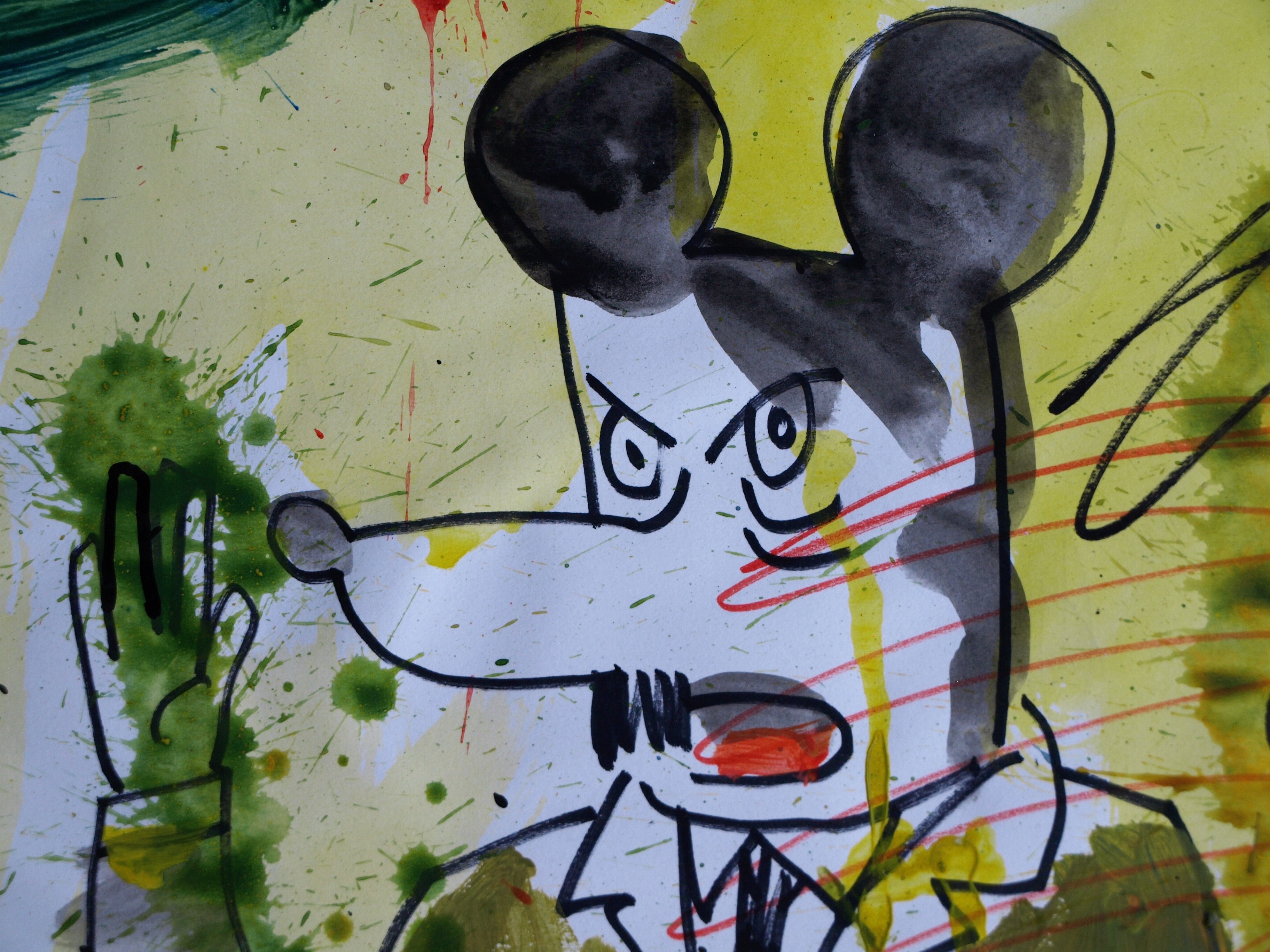 Peter Klashorst - Aquarel , Mickey Mouse als Adolf – 2016 kopen? Bied vanaf 30!