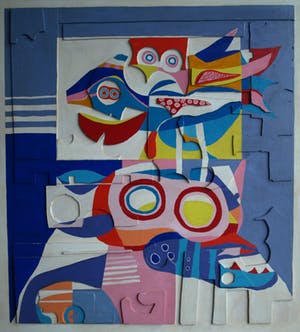 Peter Nieuwendijk - Houtreliëf, “Op 2 passen van mijn raam” – gesigneerd – 1967 kopen? Bied vanaf 150!