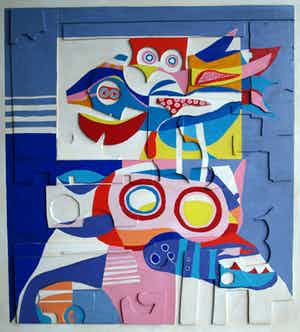 Peter Nieuwendijk - Houtreliëf, “Op 2 passen van mijn raam” – gesigneerd – 1967 verkocht voor € 150!