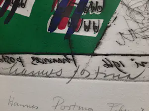 Hannes Postma - "Hors series" handgekleurde Ets -1966 - "twee armlengten" kopen? Bied vanaf 45!