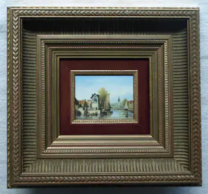 Jens Joppe - Miniatuurschilderij “Dorpje” , olieverf op panneel - ingelijst – 7 x 9 cm. kopen? Bied vanaf 100!