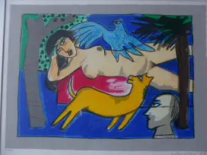 Corneille - Zeefdruk, titel, "Scene Champetre". kopen? Bied vanaf 225!