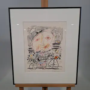 Kees Salentijn - Zeefdruk, De stadsfietser ingelijst kopen? Bied vanaf 60!