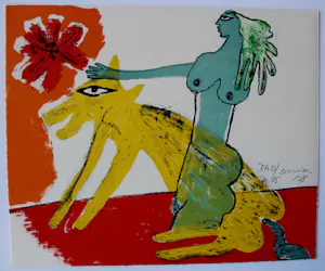 Corneille - Litho: La femme au levrier russe - 1978 kopen? Bied vanaf 249!