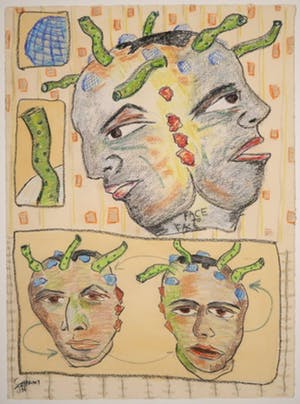 Scott Neary - Aquarel en krijt op papier, Face to Face kopen? Bied vanaf 20!