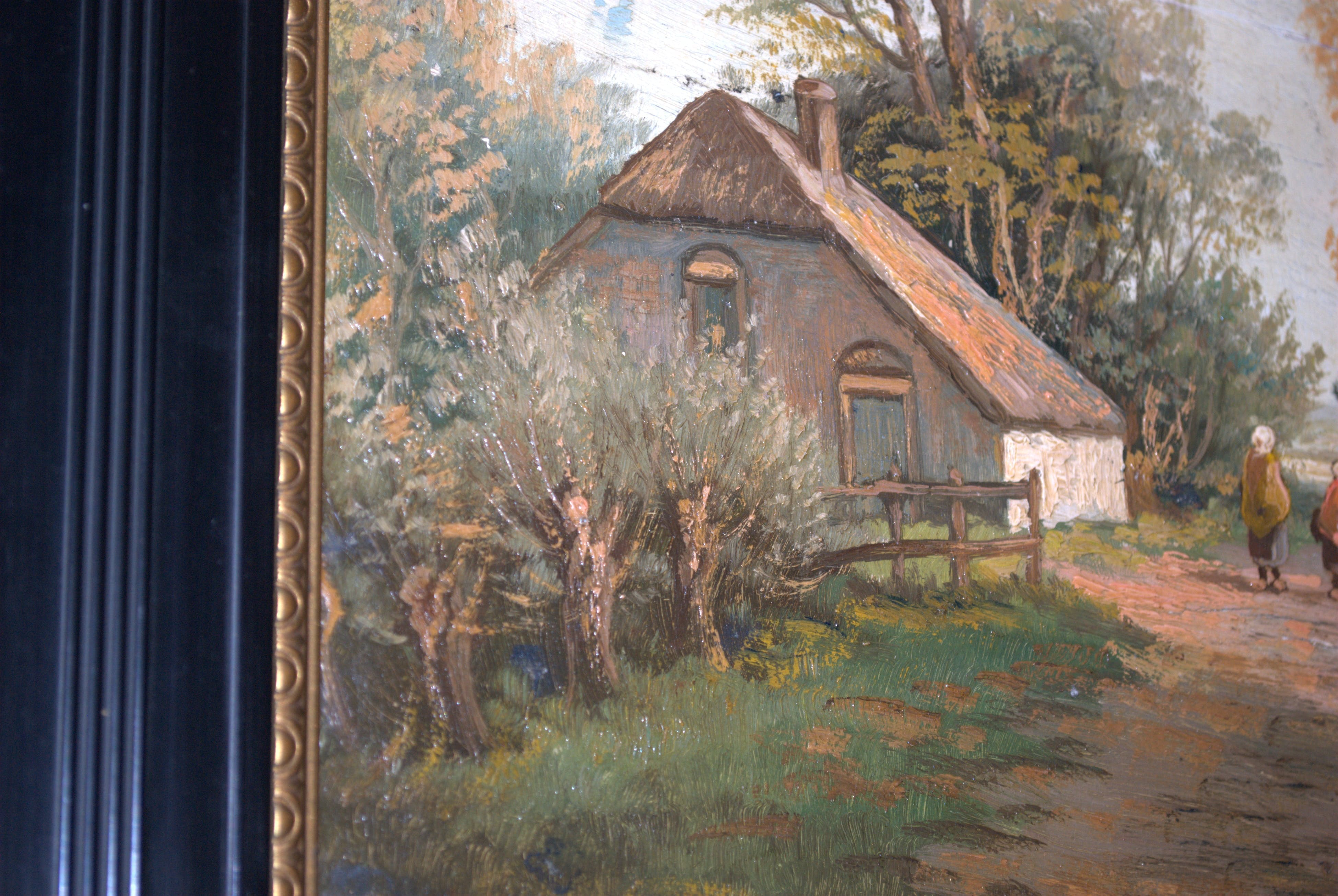 Niet of onleesbaar gesigneerd - landelijke scene - olieverfschilderij kopen? Bied vanaf 1!