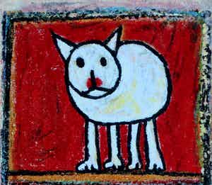 Hans Innemee - ingelijste zeefdruk: kat - 1998 verkocht voor € 89!