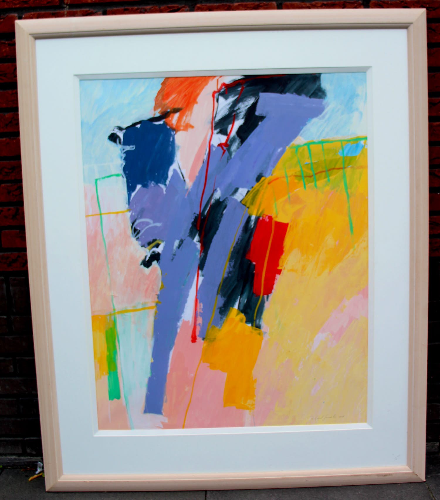 Richard Smeets - Acryl op papier: Abstracte compositie - 1986 verkocht voor € 295!