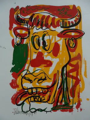 Peter Klashorst - Zeefdruk, titel. "Mad Cow ". kaufen? Bieten Sie von 35!