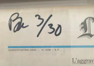 Ben Vautier - Le Monde - Gesigneerde krant - Multiple 1991 - met vingerafdruk - 3/30 kopen? Bied vanaf 195!