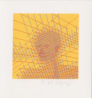 Willem F. Wagner - e.a: zes handgesigneerde zeefdrukken: Geometrische Composities, Flying kopen? Bied vanaf 29!