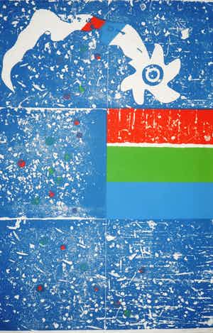 Jef Diederen - grote houtsnede op rijstpapier - 1977 verkocht voor € 65!