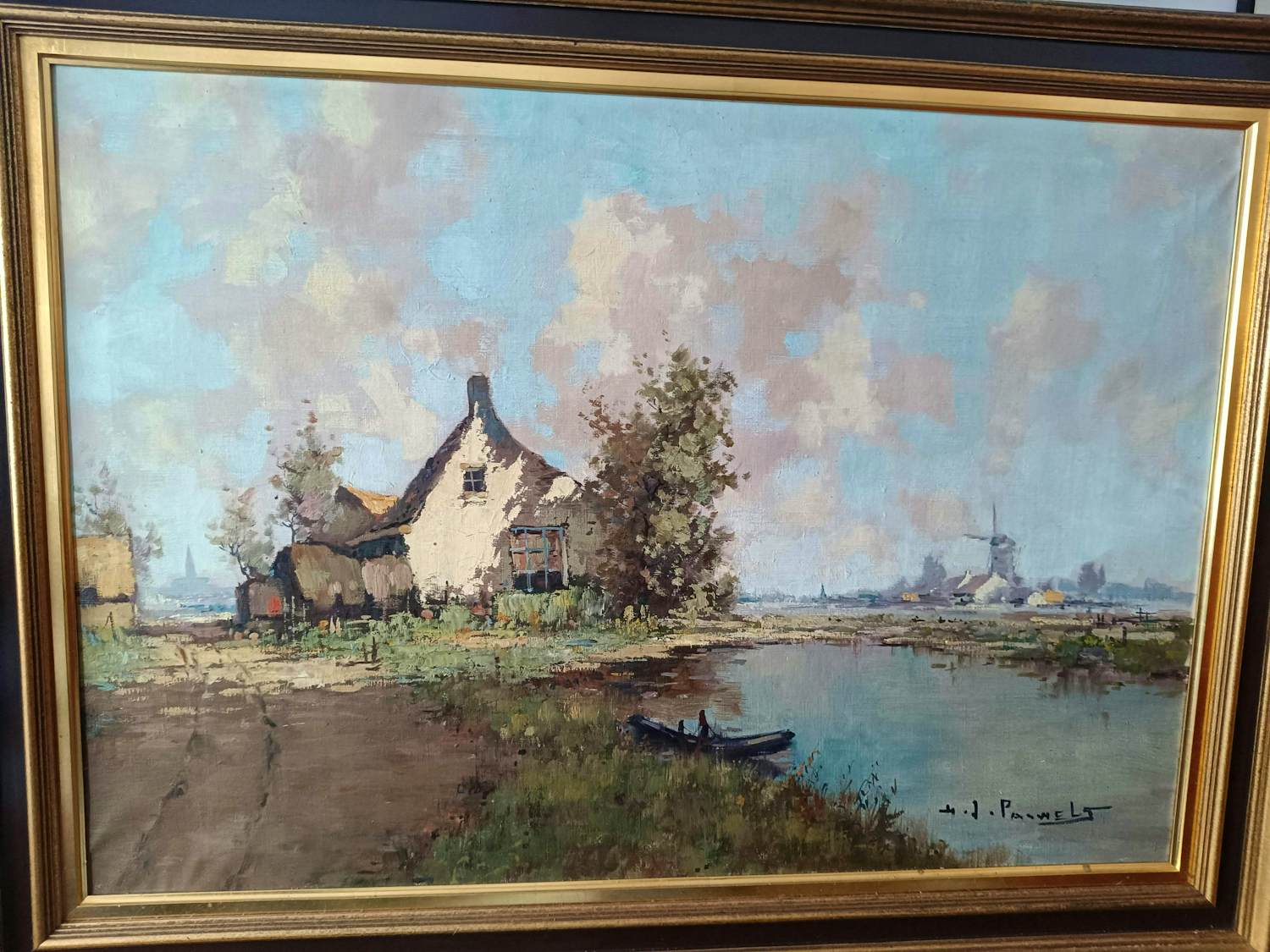 Henri Joseph Pauwels - Hoevetje aan waterplas verkocht voor € 90!
