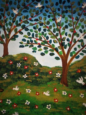 Niet of onleesbaar gesigneerd - Vrolijke Braziliaanse naieve kunst "Kinderen in het Park" gesigneerd kopen? Bied vanaf 1!