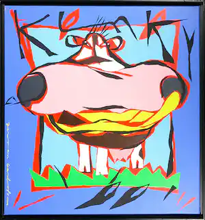 Jeroen Gerlofsma - Acryl op doek, Kinkie Koe - Ingelijst verkauft für € 50!