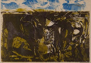 Jaap Groen - Pinken, 1977, 1/1 - Linosnede op papier - BKR Dordrecht kopen? Bied vanaf 20!