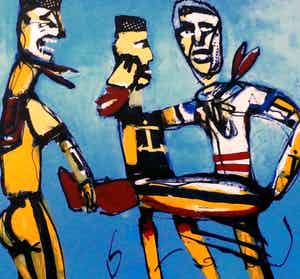 Herman Brood - ingelijste zeefdruk: voetballers verkocht voor € 299!