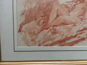 Pieter Starreveld - naakt op sofa in roodkrijt kopen? Bied vanaf 85!