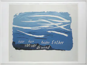 Wally Elenbaas - Zeefdruk, Hoor hoor (...) - Ingelijst kopen? Bied vanaf 70!