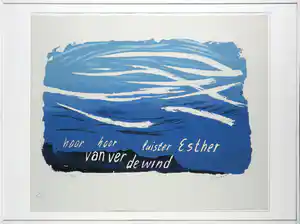 Wally Elenbaas - Zeefdruk, Hoor hoor (...) - Ingelijst verkocht voor € 70!
