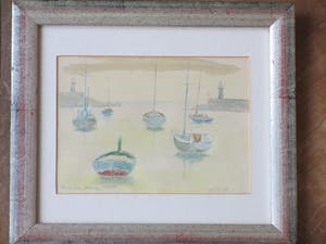 Jos van den Berg - Havengezicht bij kalm weer - Aquarel kopen? Bied vanaf 50!