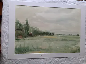 Niet of onleesbaar gesigneerd - Weide met bosrand - gesigneerd `TvA` kopen? Bied vanaf 1!