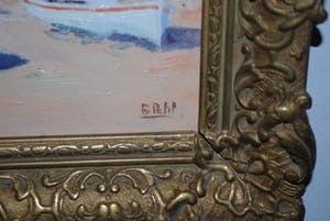 Niet of onleesbaar gesigneerd - Bootjes aan de Middelandse Zee - olieverfschilderij kopen? Bied vanaf 10!