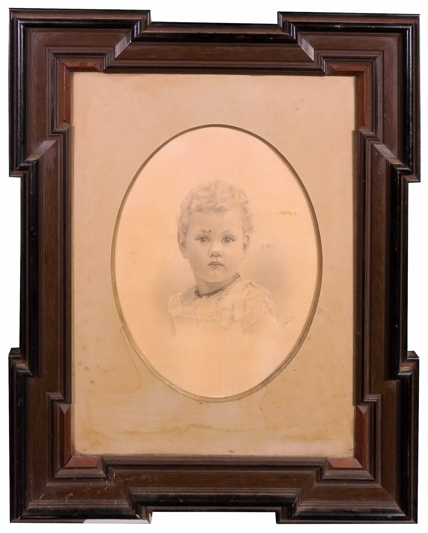 Niet of onleesbaar gesigneerd - Potloodtekening, Jongensportret - Ingelijst kopen? Bied vanaf 1!