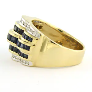 18k gouden ring met saffier en briljant geslepen diamant tot. 0.20ct kopen? Bied vanaf 1000!