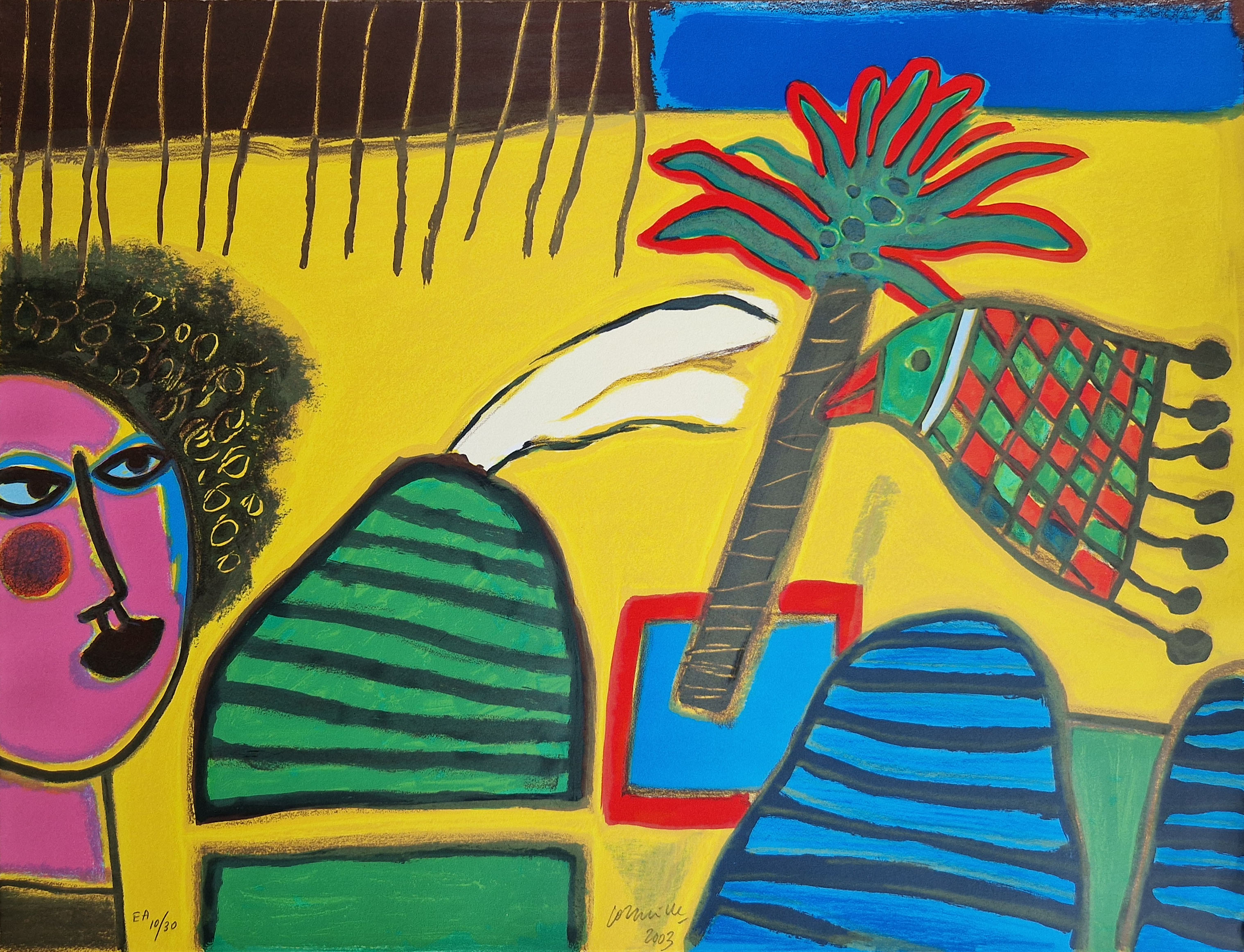 AcheterCorneille - Lithograph: 'L'oiseau multicolore' (2003)? Enchérissez de 280!