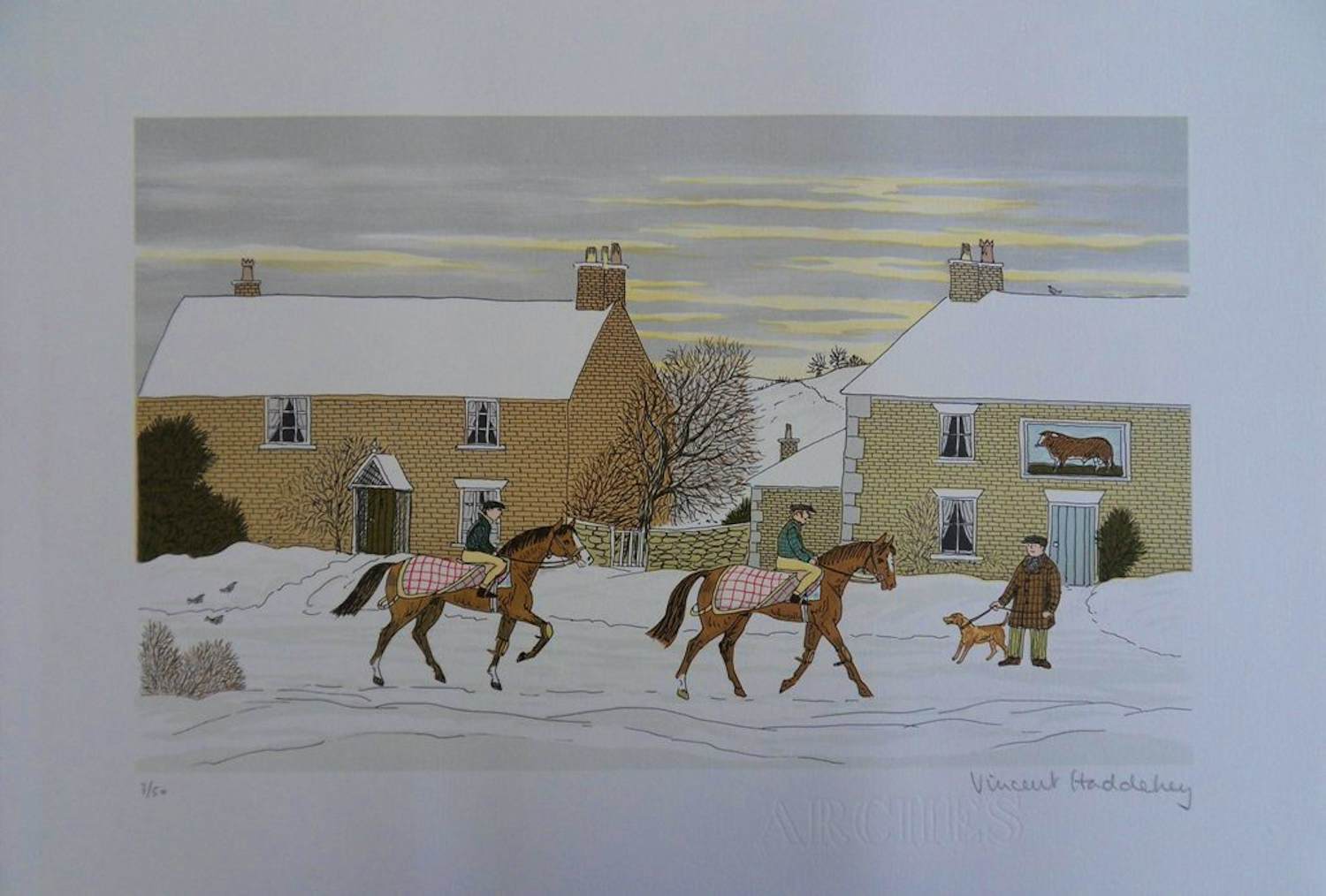 Vincent Haddelsey - Kleurenlitho HORSES in the WINTER Handgesigneerd kopen? Bied vanaf 69!