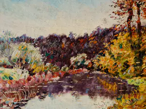 Niet of onleesbaar gesigneerd - ca1930 impressionistisch geschilderd rivier landschap - gesigneerd kopen? Bied vanaf 1!