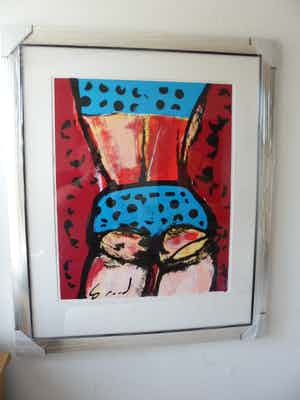Herman Brood - ingelijste grote zeefdruk: Bikini girl, hand gesigneerd verkocht voor € 375!