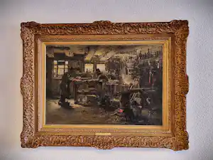 Barend Hendrik ter Weeme - 1920 - olieverf op karton - "meubelmakers in werkplaats" - gesigneerd vendu pour 91€ !