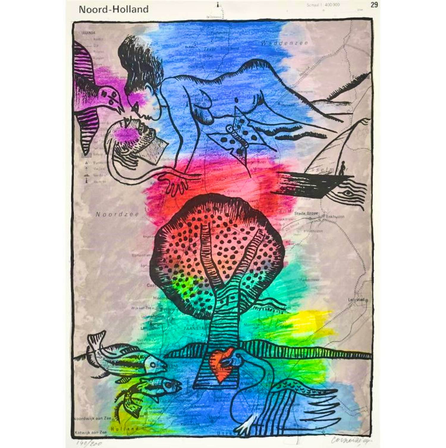 Corneille - Kleurenzeefdruk NOORD-HOLLAND Handgesigneerd verkocht voor € 225!